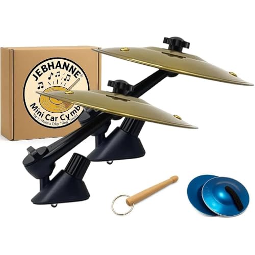 2 Pack Car Air Vent Mini Drum Crash Cymbal – 14cm Golden Dashboard Cymbals for Music Lovers, Fun Car Accessories & Unique Gift