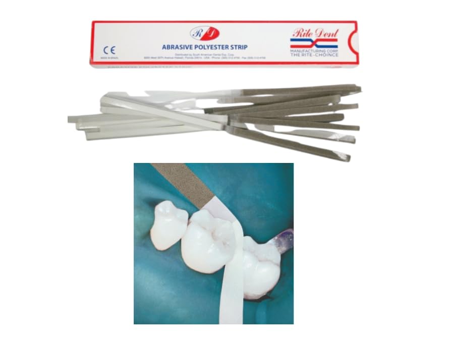 Dental Polishing Strips - 4mm Polyester Fine/Medium Grit One-Side - 100/Box - Set of 300 PCS - 3 Box of 100 Strips - Polishing Adjusting Interproximals Areas