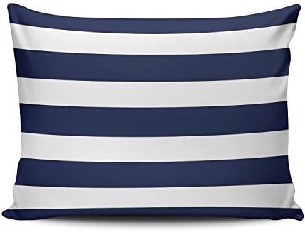 Hoooottle Custom Beauty Design Navy Blue and White Stripe Boudoir Pillowcase Rectangle Zippered One Side Printed 12x16 Inches Throw Pillow Case Cushion Cover