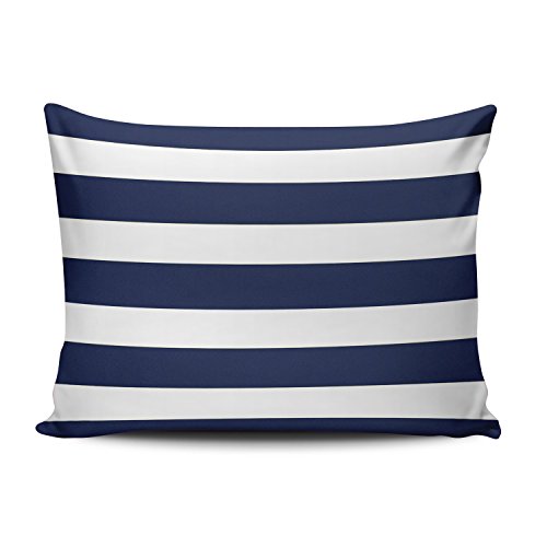 Hoooottle Custom Beauty Design Navy Blue And White Stripe Boudoir Pillowcase Rectangle Zippered One Side Printed 12X16 Inches Throw Pillow Case Cushion Cover #TOP2