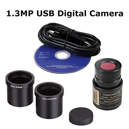 Image of VS-60B-RC-DT1.3 Siedentopf Binocular Compound Microscope, 40X-2500X Magnification, WF 10X and 25X Eyepieces, Double-Layer Mechanical Stage, LED Illumination, 1.3MP Digital Camera