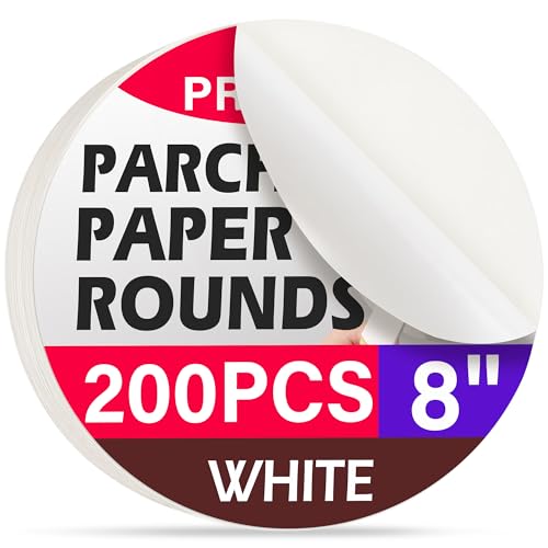 8 Inch Parchment Paper Rounds, 200Pcs Precut Baking Paper Sheets