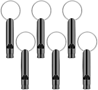 Aster Aluminum Emergency Whistles with Lanyard Safety Survival Whistle for Hiking Camping Training Outdoors Sports 6 Pieces