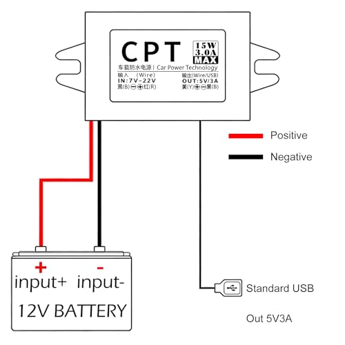 12 V na 5 V USB adapter do samochodu, konwerter DC DC Buck, regulator napięcia, 7 V-22 V, wejście USB 3 A 15 W, 12 V do motocykla, GPS, system monitoringu