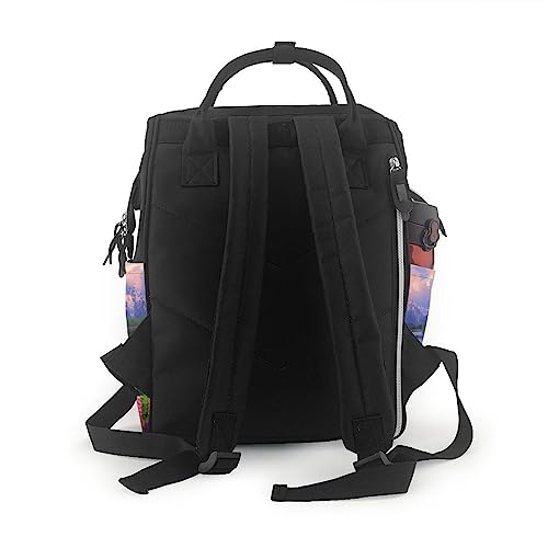 Sac à langer imprimé fleurs sac à dos momie noir imperméable de grande capacité - 3