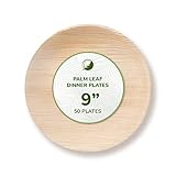 THE CLEAR CONSCIENCE TCC - Palm Leaf Dinner Plates, 9" round, 50 pcs, Bamboo & Wood Style, Biodegrad