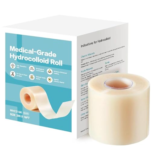 Image of Hydrocolloid Roll for Wound Care - Medical-Grade Adhesive Wound Dressing Roll 2 in x 16 ft - 0.5 mm Thickness - Cut-to-Size Hydrocolloid Bandage Material for Healing Blisters, Cuts & Scrapes
