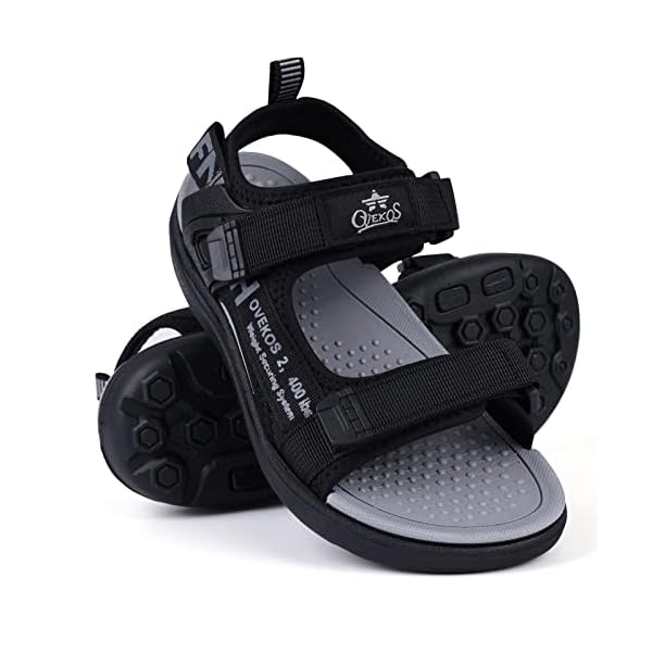 Boy Sandals Lightweight Open Toe Adjustable Summer Shoes for Outdoor School Black Grey Size 2.5 - Image 7