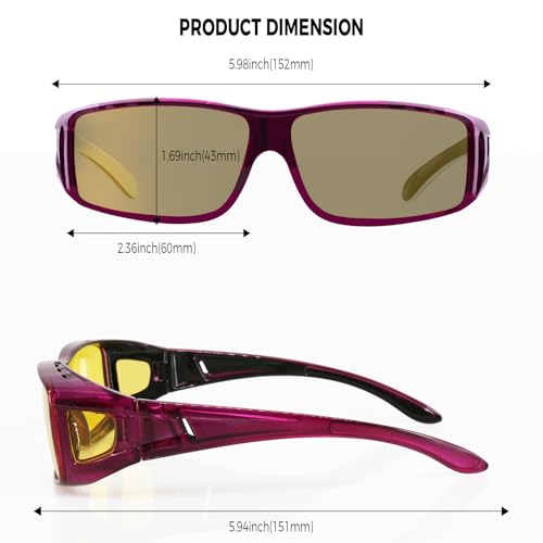 Image of Night Driving Glasses for Men Women Fit Over Sunglasses Anti Glare Polarized HD Night Vision Glasses