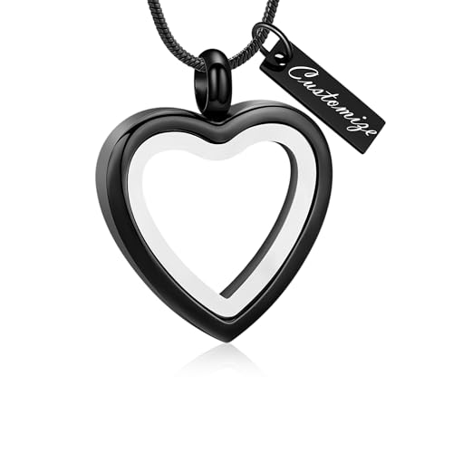 Rstnxnnl Vidrio Transparente Corazón Cremación Joyería Urna Collares para Cenizas Colgante Memorial para Mujeres Regalos con Kit de embudo y bolso(Personalizar)
