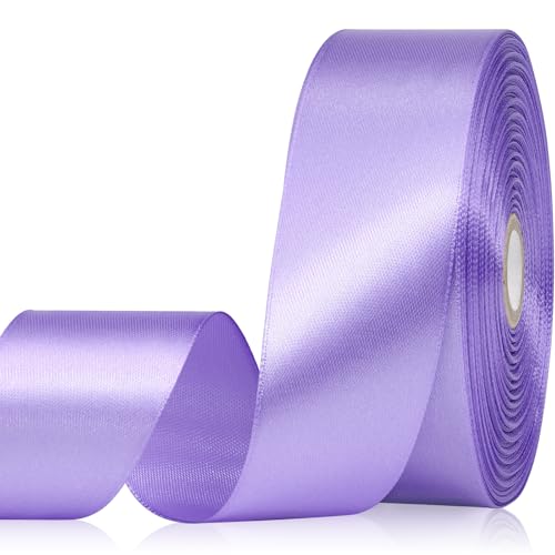 Sagaat Lavender Ribbon 1-1/2 Inch 60 Yards Lavender Light Purple Satin Ribbon for Gift Wrapping Fabric Ribbon for Flower Bouquet Crafts Christmas Easter