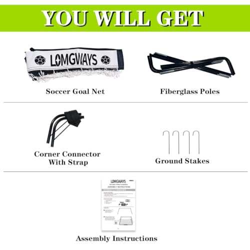 Image of LOMGWAYS Soccer Goal for Kids + Youth with Carry Bag for Practice & Games