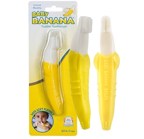 Baby Banana Bendable Safe Training Toothbrush for Toddlers ages1-3, Protects Young Mouths That are Still Learning The Habits of Oral Care, Family-Owned Business