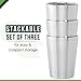 Stainless Steel Cups Double Wall Tumbler Glasses 16 oz - Premium Pint Cups - Set of 2 - Stackable Shatterproof - Dishwasher Safe for Home, Camping, RV - BPA Free
