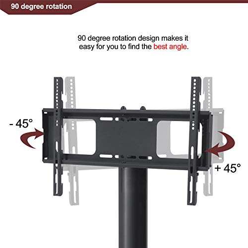 GHEDA 3 Tier Glass TV Stand with Metal Frame Swivel Mount Height Adjustable for 32 37 42 47 50 55 65 inch Plasma Flat or Curved Screen Television, TVs Bracket with 3 layers Media Storage for Xbox, PS4