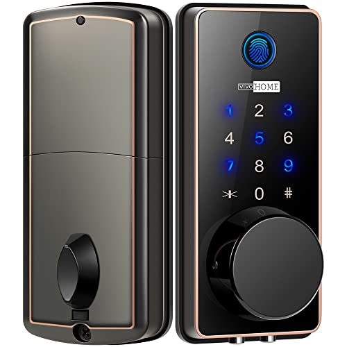 VIVOHOME 4 in 1 Smart Entry Front Door Lock, Keyless Touchscreen Security Deadbolt, Control by Fingerprint, Passcode, IC Card, and Mechanical Key for Home, Office, Apartment, Hotel