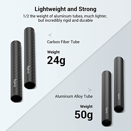 Smallrig15Mm Carbon Fiber Rod For 15Mm Rod Support System (Non-Thread), 4 Inches Long, Pack Of 2 - 1871 #TOP3