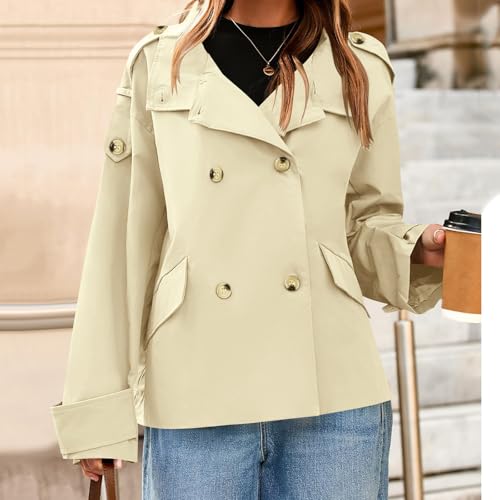 Trench court pour femme - Manteau léger fluide à col revers et manches longues style élégant