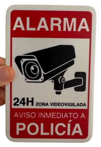 LEIASA | Cartel Videovigilancia - 9x14 cm - Reflectante - Fabricado Aluminio - Grosor 0.6 mm - Cartel Zona Videovigilada - Entrada Vigilada - Policia