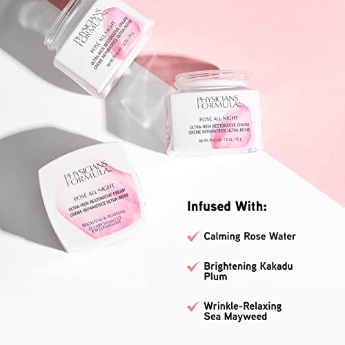 Physicians Formula Rosé All Night Ultra-Rich Restorative Face Cream, Anti Aging, Wrinkle-Relaxing, Restorative | Dermatologist Tested, Clinicially Tested #TOP4