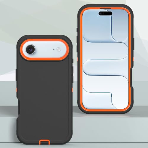 Image of Rugged Case Compatible with iPhone 17 Air | Heavy-Duty Shockproof Protective Cover, Black+Orange