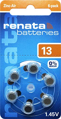 Renata ZA13.DP6 - 30 batterie per apparecchi acustici, misura 13, confezione da 6, colore: Arancione