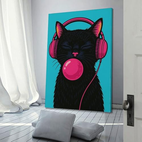 Poster chat noir cool pour sublimer un mur vide salon chambre 60x90 - 3