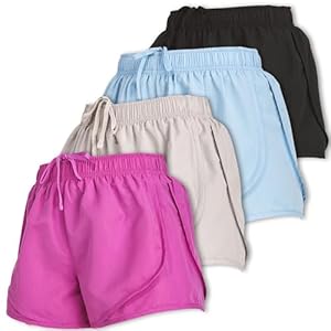 Ultra Performance Women’s Running Shorts 4-Pack Athletic Workout Gym Shorts for Women, with Brief Liner