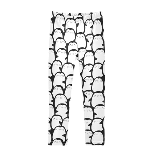 CaTaKu Girls Leggings Penguins Black and White Leggings for Girls Kids Athletic Workout Yoga Pants Size 4-10T