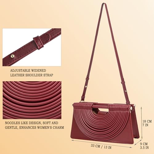 Image of Trendy Woven Evening Clutch Purse Half Round Designer Shoulder /Crossbody Bag Top-Handle Satchel Handbags