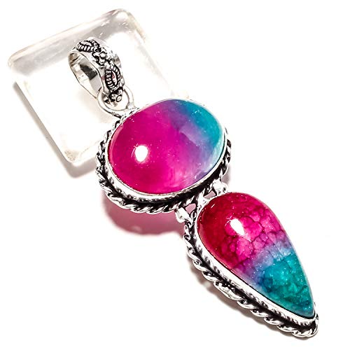 Pendentif tourmaline bicolore cabochon argent 925 fait main unique