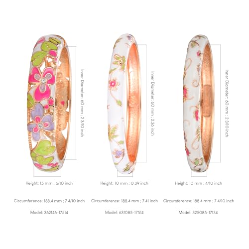 Image of UJOY Womens Multi-colors Cloisonne Bracelet Gold Plated Flower Hollowed Enameled Hinged Cuff Bangles Jewelry Gift 88A10