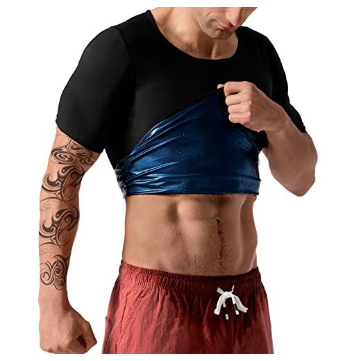 QZSH Men Sauna Shirt Sweat Suit Slimming Vest Workout Tank Top Waist Trainer Shaper(BH6004-01-M)