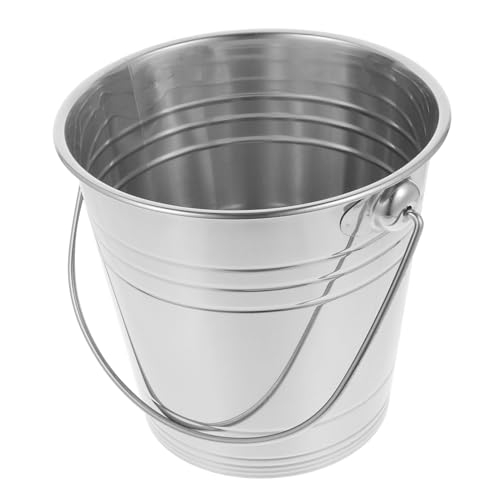 INOOMP Cubeta de Hielo de Acero Inoxidable con Asa Resistente y Ligera Enfriador Portátil para Bebidas y Fiestas con Pinzas para Cubitos y Diseño Fácil de Limpiar