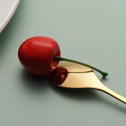 Miniatura 8 de AnSaw - Soporte para base de cisne con 6 cucharas de té de 6.5in de hoja de oro y 5 cucharas de café pequeñas de 4.6in y 5 tenedores pequeños de