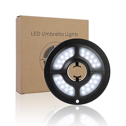 Preisvergleich Produktbild Sonnenschirmbeleuchtung, Sonnenschirmlicht, kühles Weiß 2 Helligkeitsmodi Schnurlos 36 LED-Lichter bei 220 Lux - Batteriebetrieben, Schirmmastlicht für Sonnenschirme, Campingzelte, Sonnenschirm