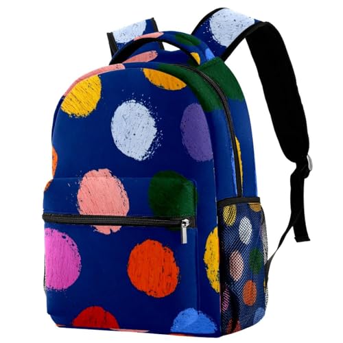 Fun Colorful Spots Backpack Fashion Large Lightweight Travel Shoulder Bag Fits 14 Inch