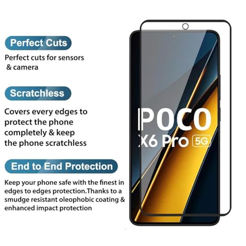 Image of SHILD Tempered Glass Screen Protector Compatible for X6 Pro 5G / Poco X6 5G / Poco F6 / Poco F5 / Poco X6 Neo - 6.67-Inch Display - Full Edge-to-Edge Coverage 9H Hardness, Easy Installation Kit