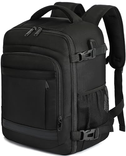 KLOSTAIN Mochila Viaje Cabina Avion 45x36X20 para Easyjet 30L Mochila Cabina Equipaje de Mano Bolso Mochilas Hombre para Portatil de 14 Pulgadas Mochila de Viaje Escuela Trabajo Negro
