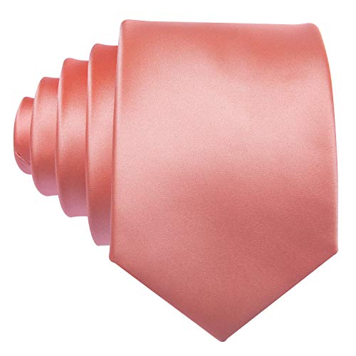 Image of Barry.Wang Plain Men Silk Ties Extra Long Satin Necktie for Wedding Business Handkerchief Cufflinks Set Solid Colors