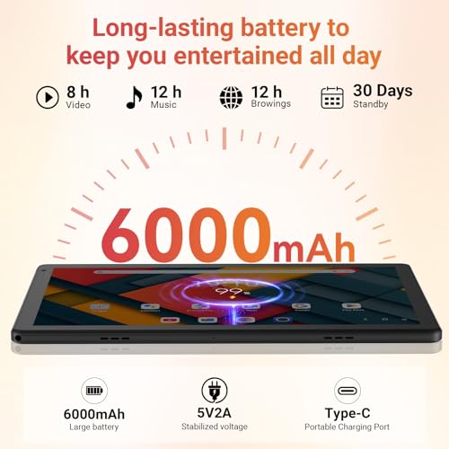 Image of URAO Tablet,10.1 inch Android Tablet with Octa-core Processor 30GB RAM 128GB ROM HD IPS Touchscreen 8H Battery, Wi-Fi 6, BT 5.4, Dual Camera, Android 16 Tablets 2026