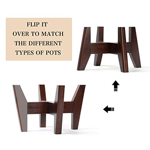 Seanmi Plant Stands For Indoor Plants, Bamboo Plant Stand, Mid Century Plant Holder, Adjustable Width, Fits 8 9 10 11 12 Inches Pots - Dark Brown (Planter Stand Only) #TOP4