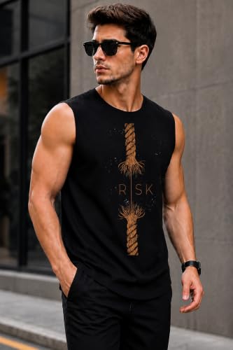 Image of JUGULAR Tank Tops Sleeveless T-Shirt for Men Gym Wear Vest Solid Stylish Round Neck Running for Sports Workout Fitness & Casual or Beach Wear