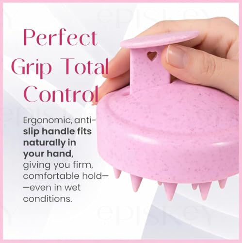 Image of Episkey Scalp Massager Shampoo Brush for Hair Wash Anti-Dandruff Silicone Scalp Scrubber with Soft Bristles | Deep Clean, Exfoliation & Hair Growth Ayurvedic Head Massage Brush for Men&Women(JP-35) (PACK 2)