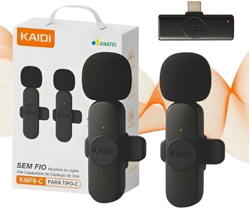 Microfone Lapela Sem Fio Profissional – Áudio Cristalino com Redu...