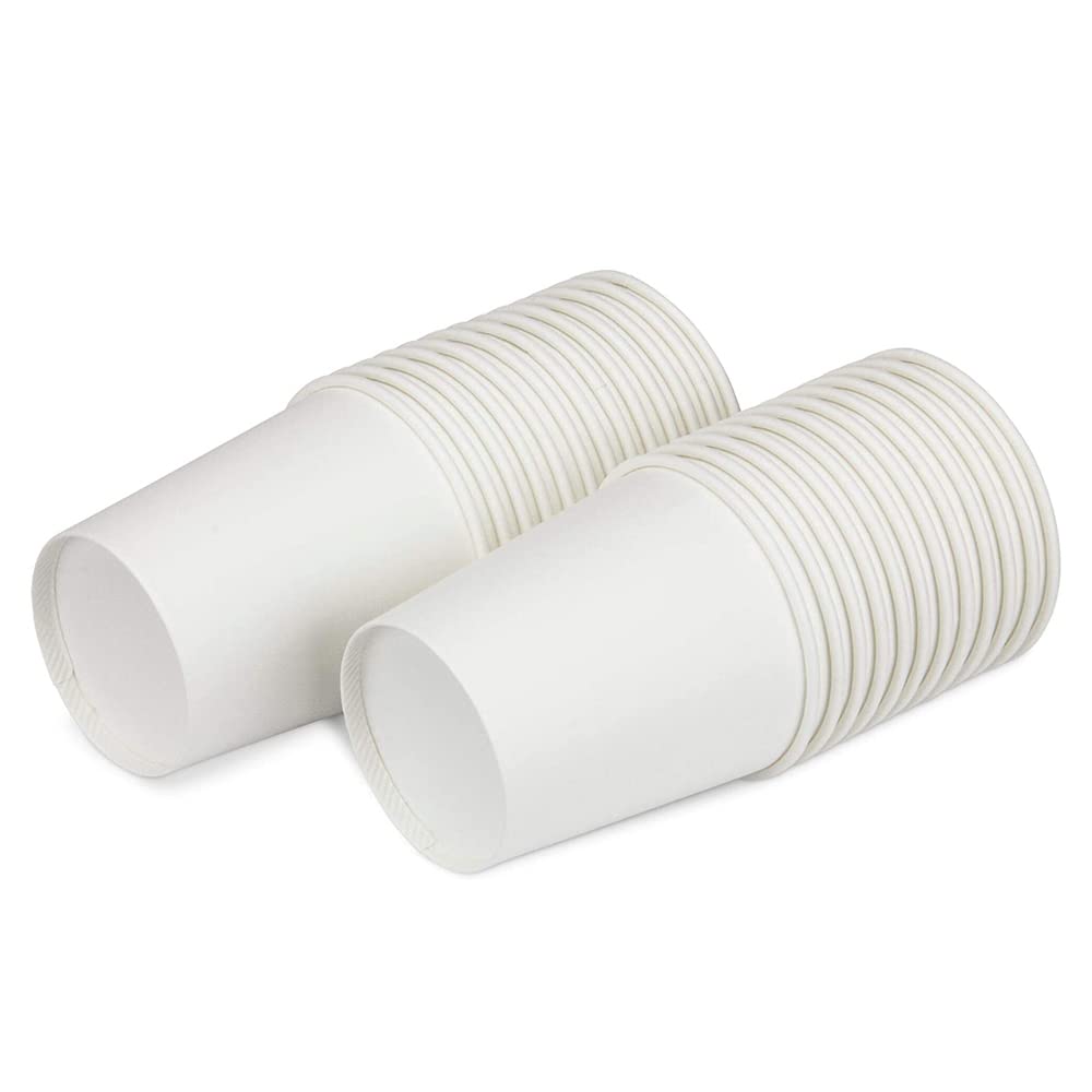 ABD Vasos Desechables Café -100% Biodegradables, Reciclables - Vasos Cartón para Café, Agua, Apto Bebidas Calientes y Frias, Color Blanco, Vasos Papel para Fiesta (500 Vasos - 500 Paletinas, 240ml)
