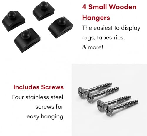 Image of Classy Clamps Quilt Wall Hangers - 4 Small Wood Clips (Black) and Screws for Wall Hangings - Wall Hanger for Quilts, Tapestry, Rugs and More