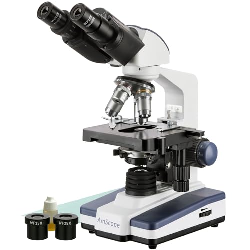 Image of AmScope - 40X-2500X LED Lab Binocular Compound Microscope with 3D-Stage + 50pc Blank Slides + 100 Coverslips - B120C-50P100S