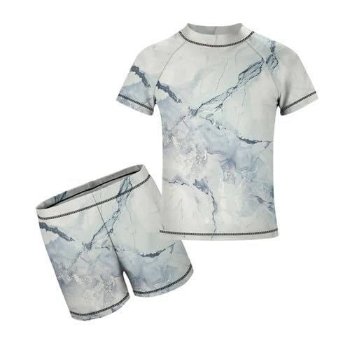 White MarbleChildren's Casual Swimsuit Set - Simple and Versatile7-9Y（120cm）