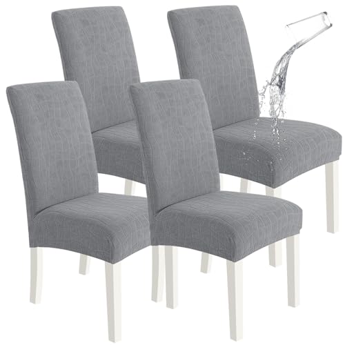 Ystyle Stretch Stuhlhussen 4er Set, Stuhlbezug Elastischer, Hellgrau – Ansicht 1